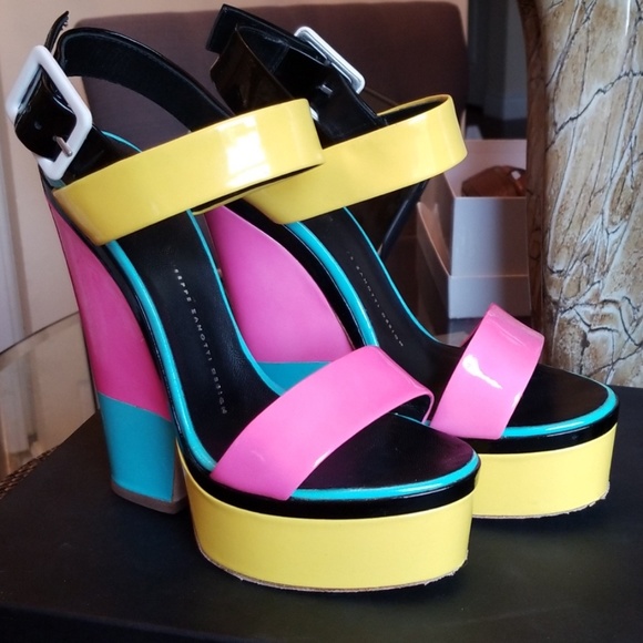 multicolor platform sandals